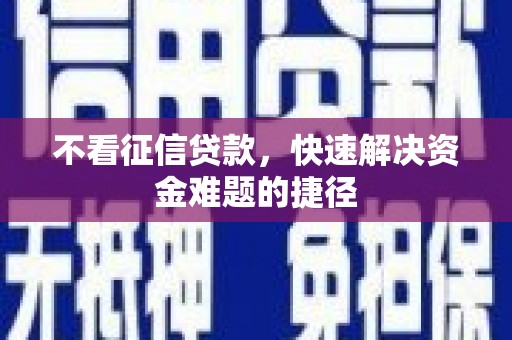 米东不看征信贷款，快速解决资金难题的捷径