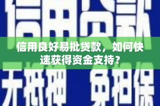 米东信用良好易批贷款，如何快速获得资金支持？
