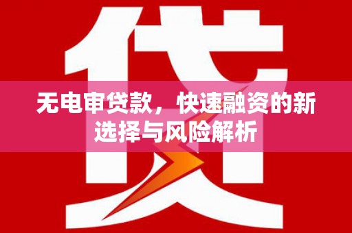 米东无电审贷款，快速融资的新选择与风险解析