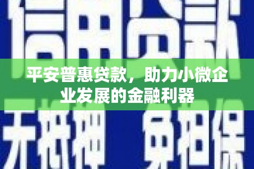 米东平安普惠贷款，助力小微企业发展的金融利器