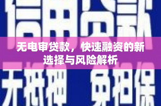 米东无电审贷款，快速融资的新选择与风险解析
