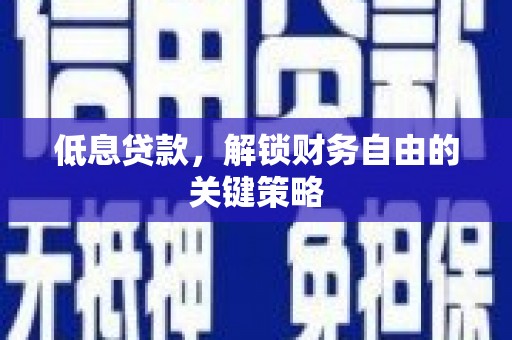 米东低息贷款，解锁财务自由的关键策略