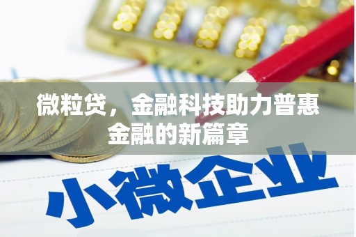 米东微粒贷，金融科技助力普惠金融的新篇章