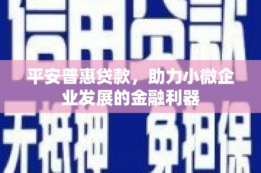 米东平安普惠贷款，助力小微企业发展的金融利器